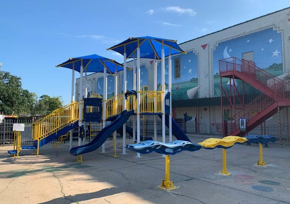 New playground equipment in front of Children's Museum of Acadiana