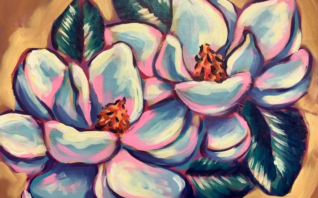 Abstracted Magnolia Painting at Basin Arts