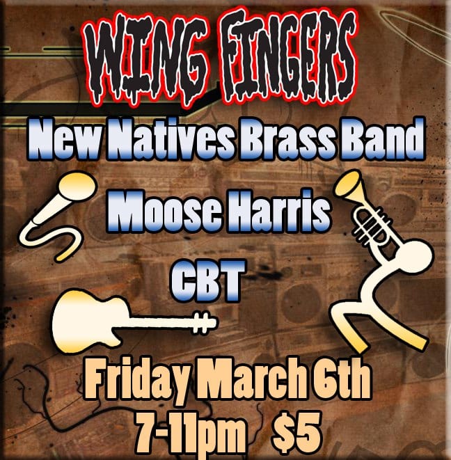 CBT, New Natives Brass Band & Moose Harris at Wing Fingers